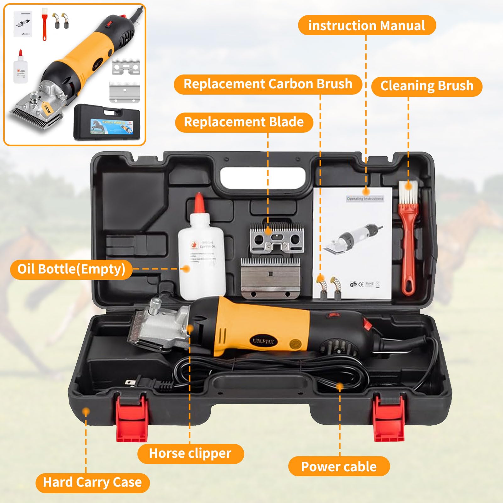 Cortapelos eléctrico para caballos para ganado, cortadora eléctrica resistente de 690 W, tijeras profesionales de ovejas para animales, recortadora de aseo de mascotas para caballo, ovejas,