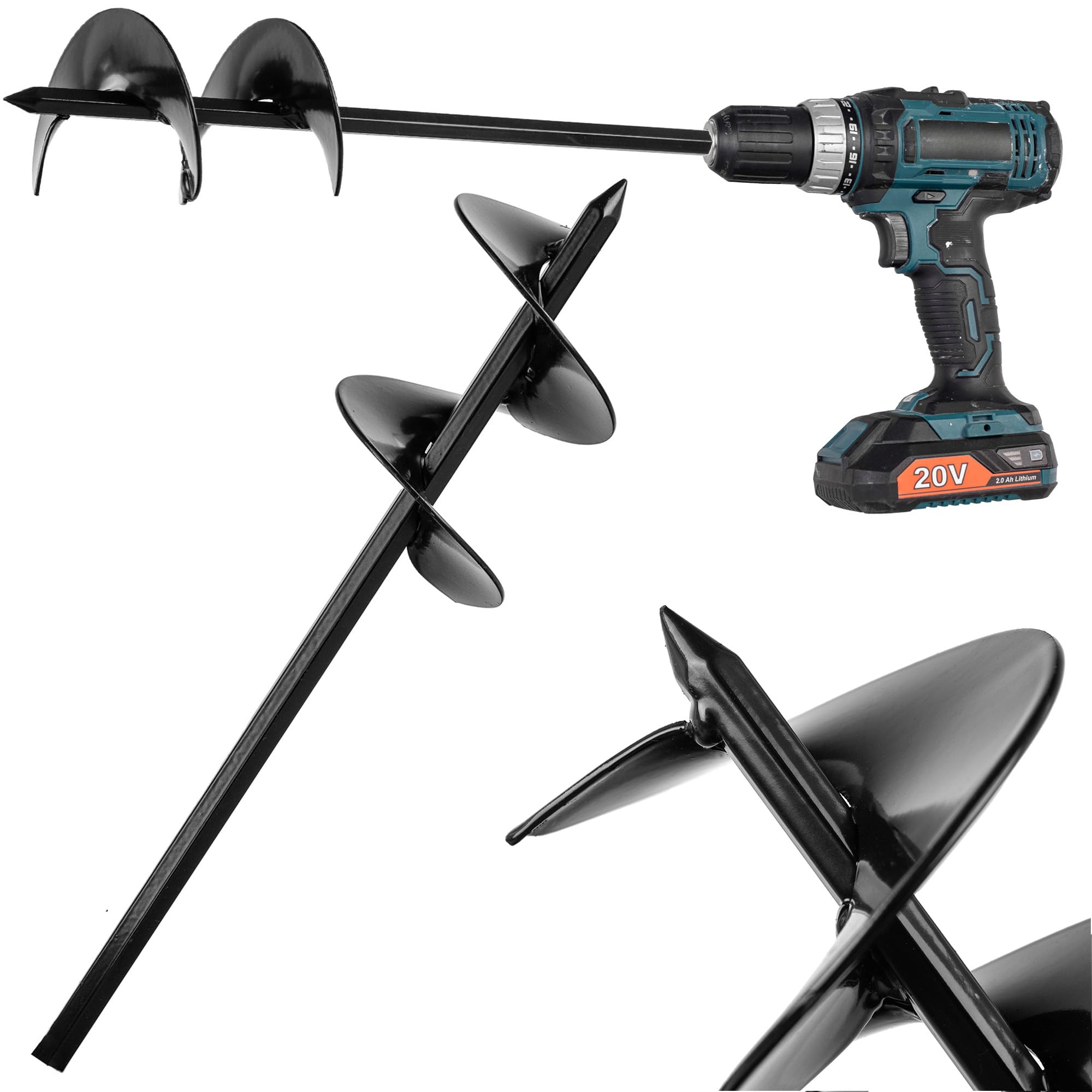 KADAX Punta elicoidale da 80 mm per trapano, punta per giardino, trivella per trapano, punta per piante per lavori in giardino, punta a spirale per forare buchi nel terreno