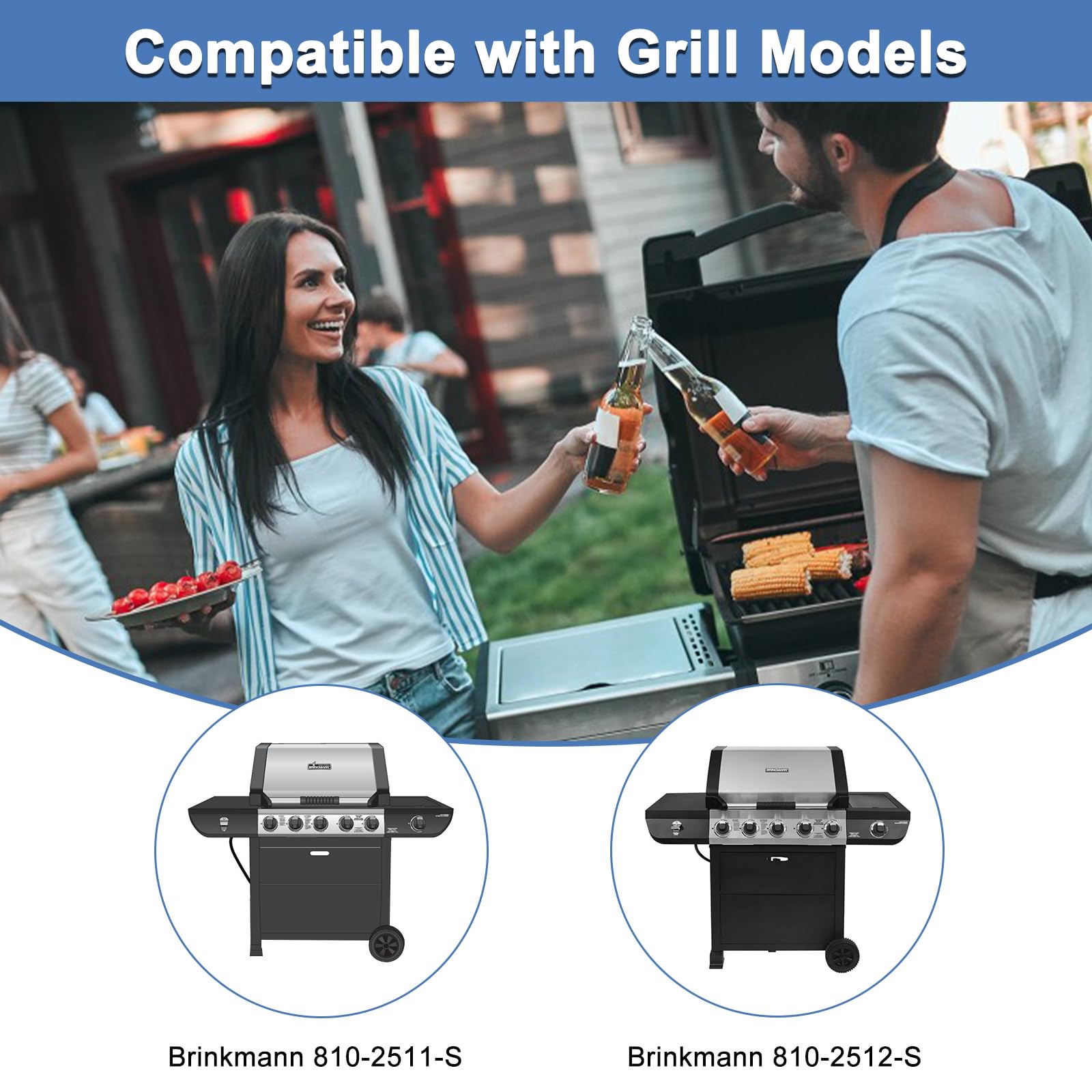 Grill Ersatzteile für Brinkmann 810-2511-S 810-2512-S, Ersatz Grillroste Heizplatte Grillbrenner und Zünder Reparatursatz für 810-2511-S 810-2512-S Brinkman Grillteile