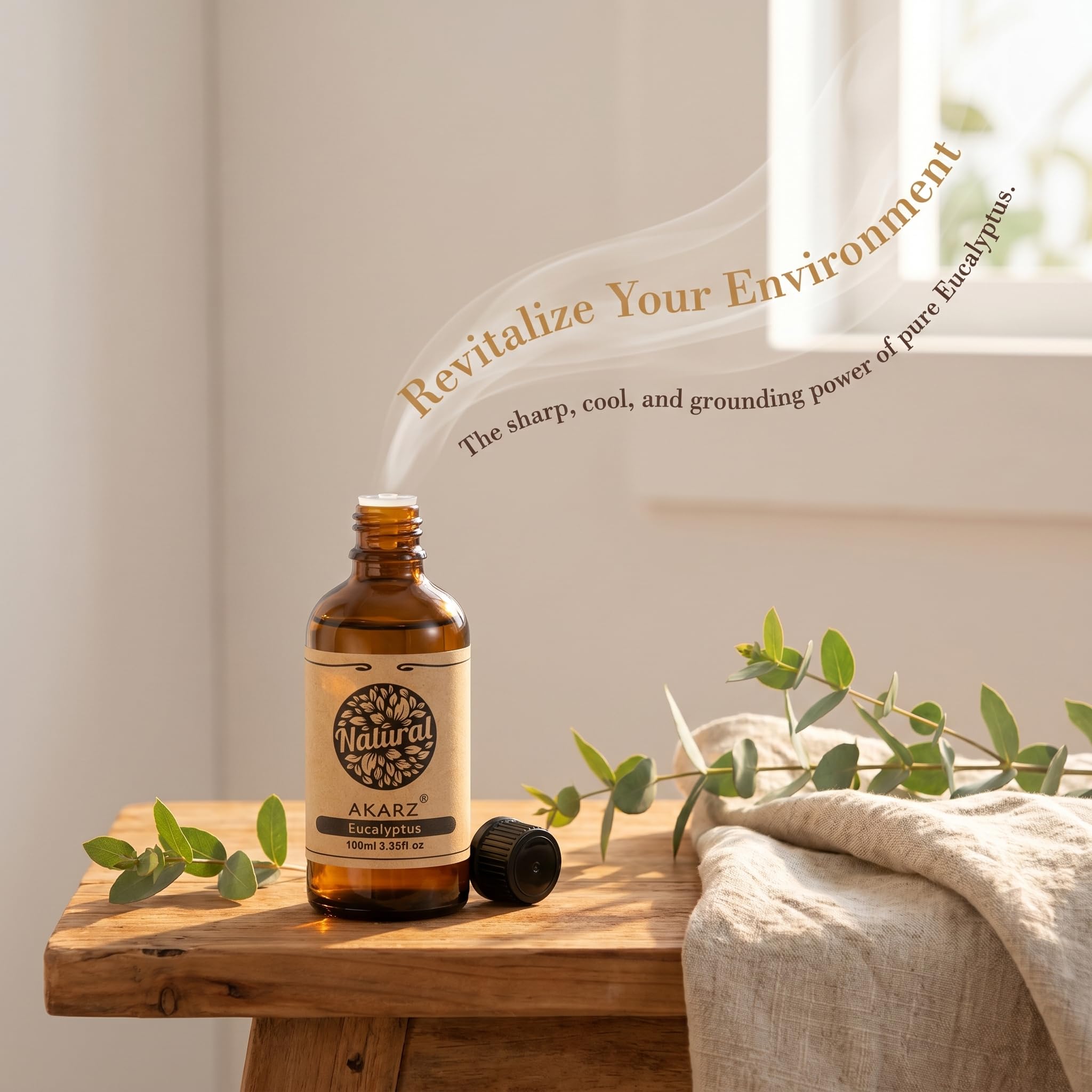AKARZ 100ml Olejek esencjny z Eukaliptusa - Naturalny olejek aromatyczny do dyfuzorów, lamp aromatycznych i aromatów pomieszczeń