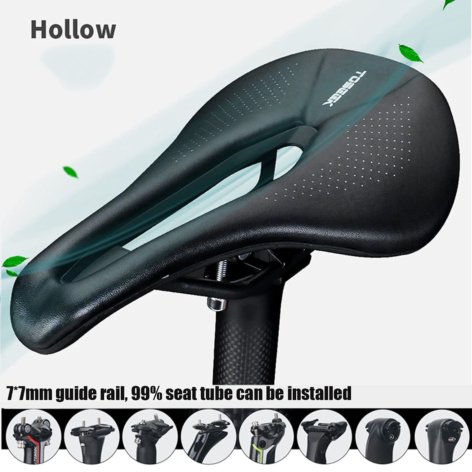 Sella Bici, Sella Bici Traspirante e Confortevole Damping,Design Ergonomic Light Pelle di Fibra Bicycle Seat Adatta, per MTB Mountain Bike e Bici da Strada,Orange