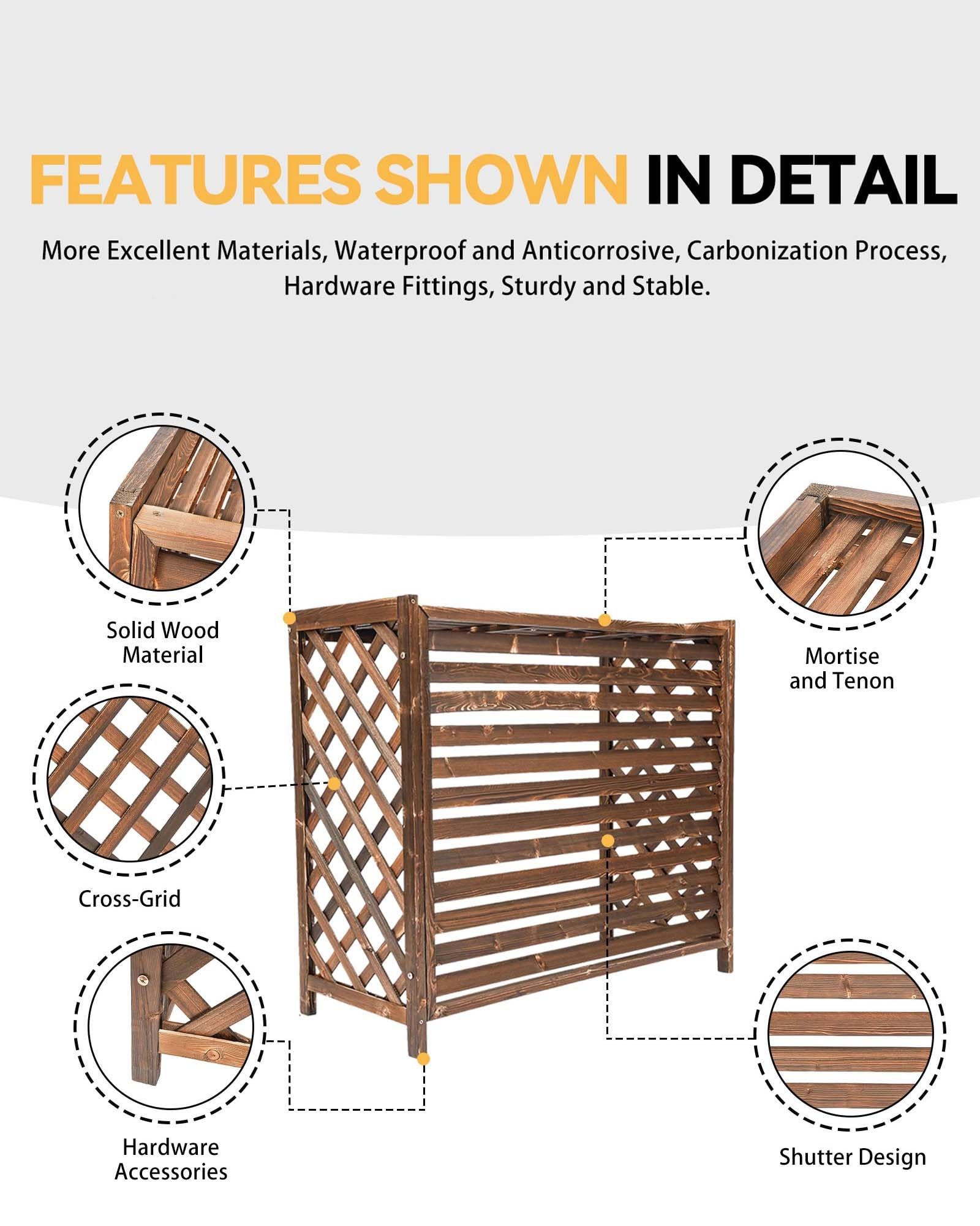 Copri Condizionatore Da Esterno In Legno, Impermeabile Copertura Condizionatore Esterno, Ideale Per Decorazione Di Terrazze, Balconi E Patio, Protezione Efficace Dalle Intemperie(Small-80x32x70cm