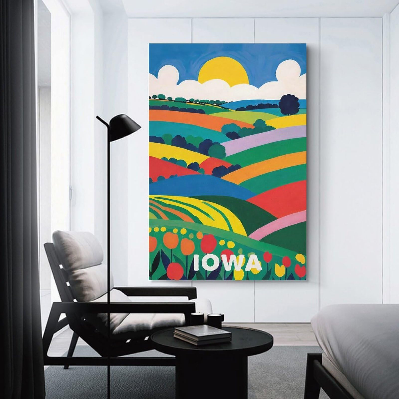 Junmoney Unframe-Style-21-1 Wall Picture Print Colorful Iowa Retro Art, 20X30inch(50X75cm), For Wall Displays, Bedrooms Or Room Updates, Wall Decor Suited To Curated Displays