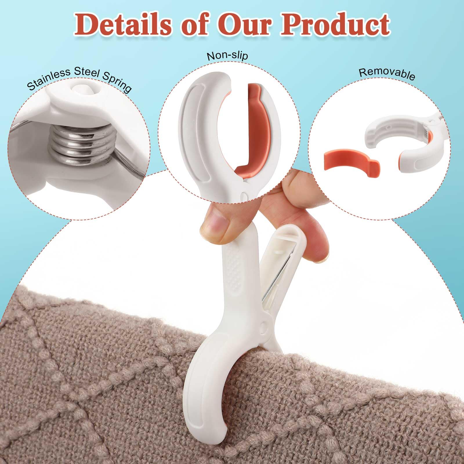 Tanlade Lot de 48 pinces à linge en plastique robuste pour serviette de plage, piscine, chaise de plage, pinces à linge robustes pour sécher le linge sur corde à linge et support de suspension
