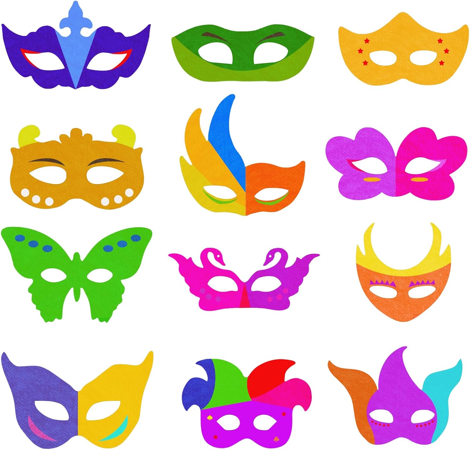 Children's Animal Masks Blank Masks Party Masks 24 Pieces for Halloween Christmas Birthday Stage Performances Theme Party Carnival