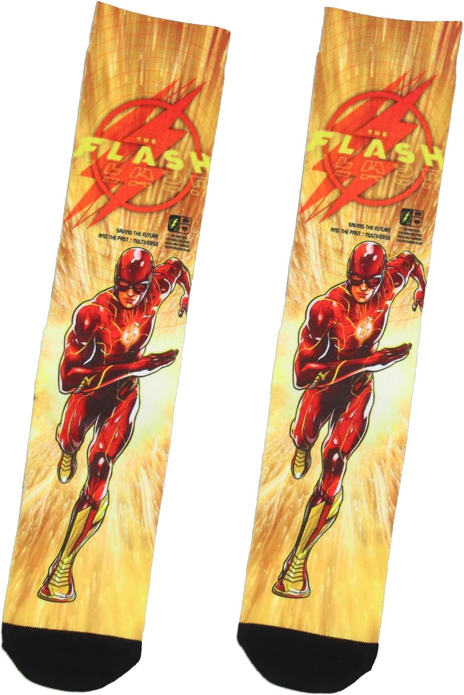 DC Comics Men's The Flash Saving The Future and Past Sublimated Crew Socks