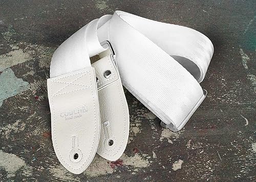 Miniatura 5 de Couch LA CORREA DE GUITARRA ORIGINAL DE CINTURÓN DE SEGURIDAD RECICLADO Fabricada en EE.UU. Correas de Guitarra (Todo Blanco)