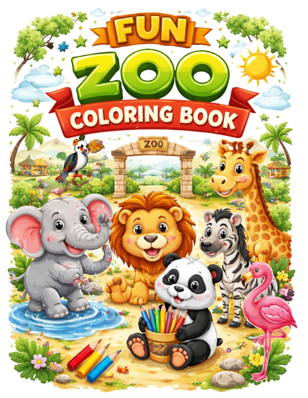 Funny zoo coloring: Happy Zoo Coloring Book for Kids Fun Animal Adventure