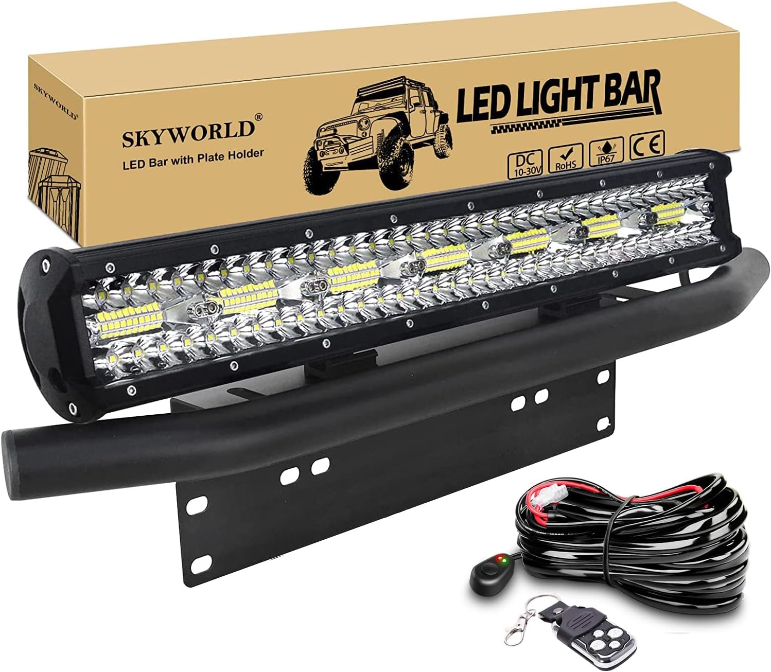 SKYWORLD LED Arbeitsscheinwerfer Bar 51cm 420W Mit Nummernschildhalter