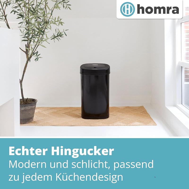 Homra Fonix 50L Szenzoros Szemetes Kuka Konyhába | Rozsdamentes Acél Hulladékgyűjtő Mozgásérzékelővel | Ujjlenyomatmentes Soft Close Rendsze