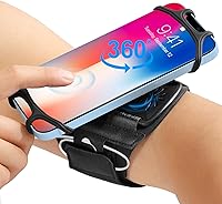 MoKo 360° Rotatable Running Armband for iPhone 16/15/14/13 Pro Max & Galaxy S24/S23 - Fits 5.8"+ Phones, Detachable Holder w/Key Pocket