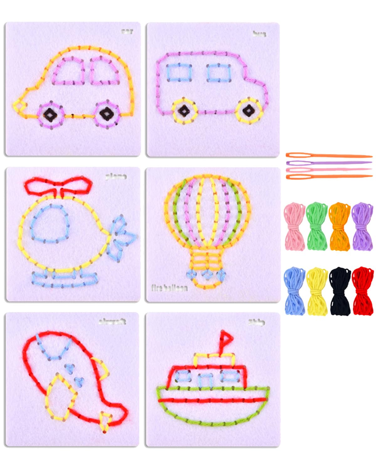 Sewing Kit for Kids, Embroidery Kit for Beginners, Craft Kit For Girls 9-12, Themed Art and Craft Kit for Girls, Cross Stitch Embroidery Kit for Creative Play and Learning, Craft Set for Beginners Aged 3 to Adults (Traffic)-image-7