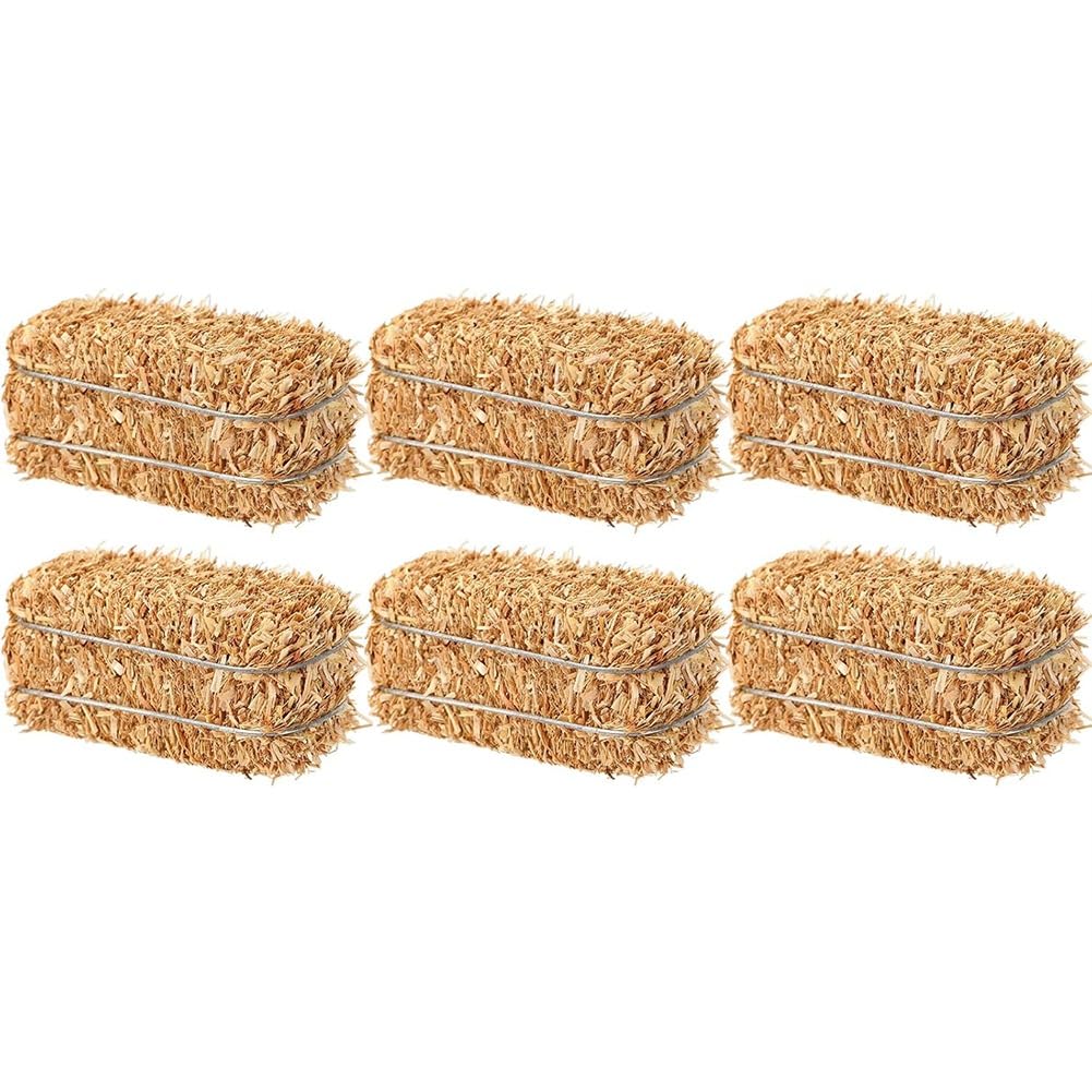 CTRLZS Miniature Hay Bales 6 Pcs Small Decorative Straw for Wedding Western Cowboy Themed Birthday Party Mini