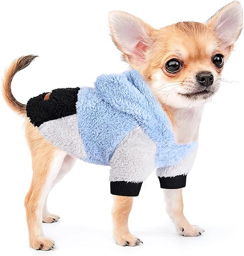 Miniatura 8 de Suéter con capucha para perro, suéteres mullidos para perros pequeños, hembras y niños, sudadera de forro polar cálido para invierno, sudadera para