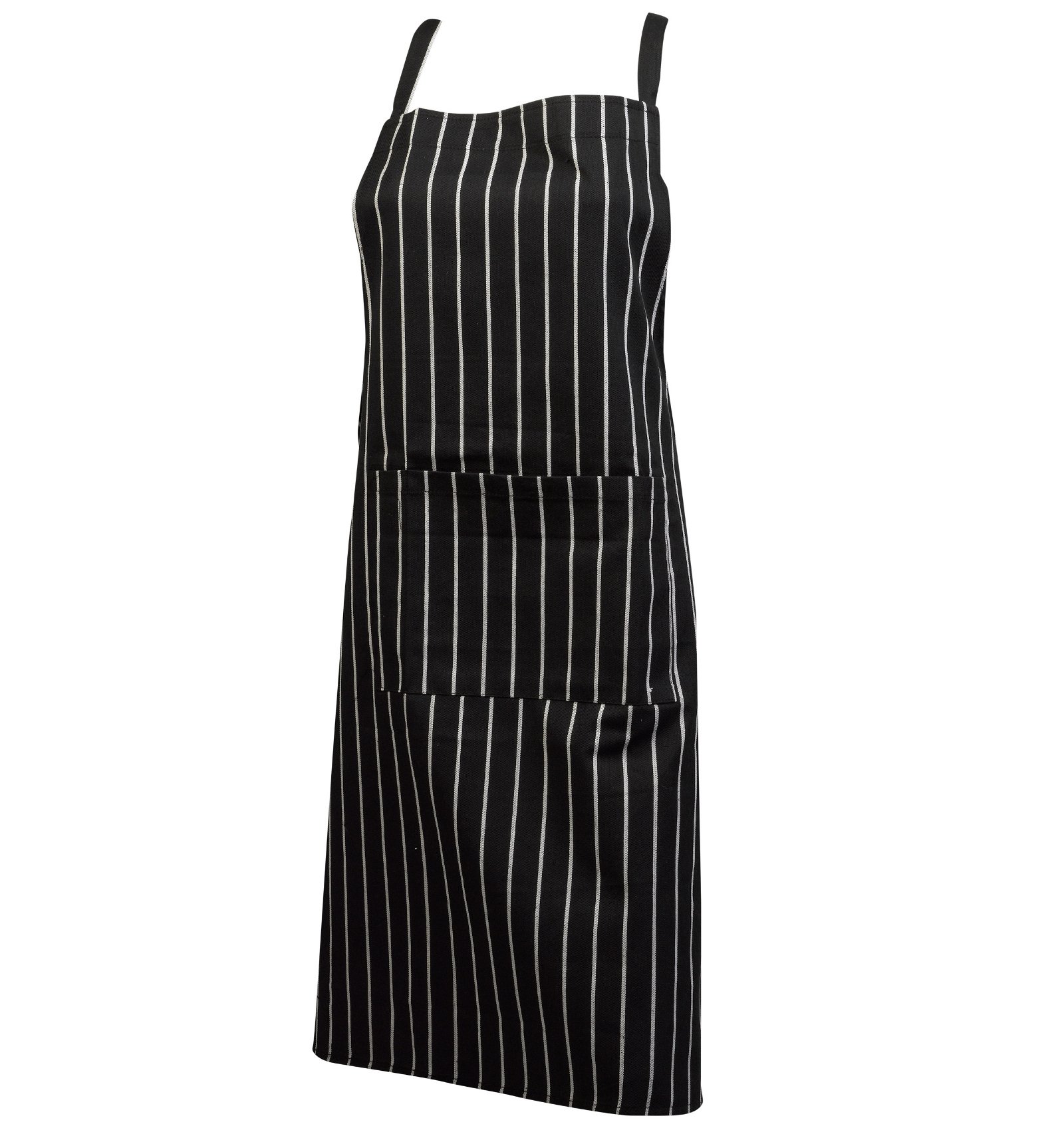 Classic Home Store Woven Stripe 100% Cotton Butchers Apron with Pocket Black