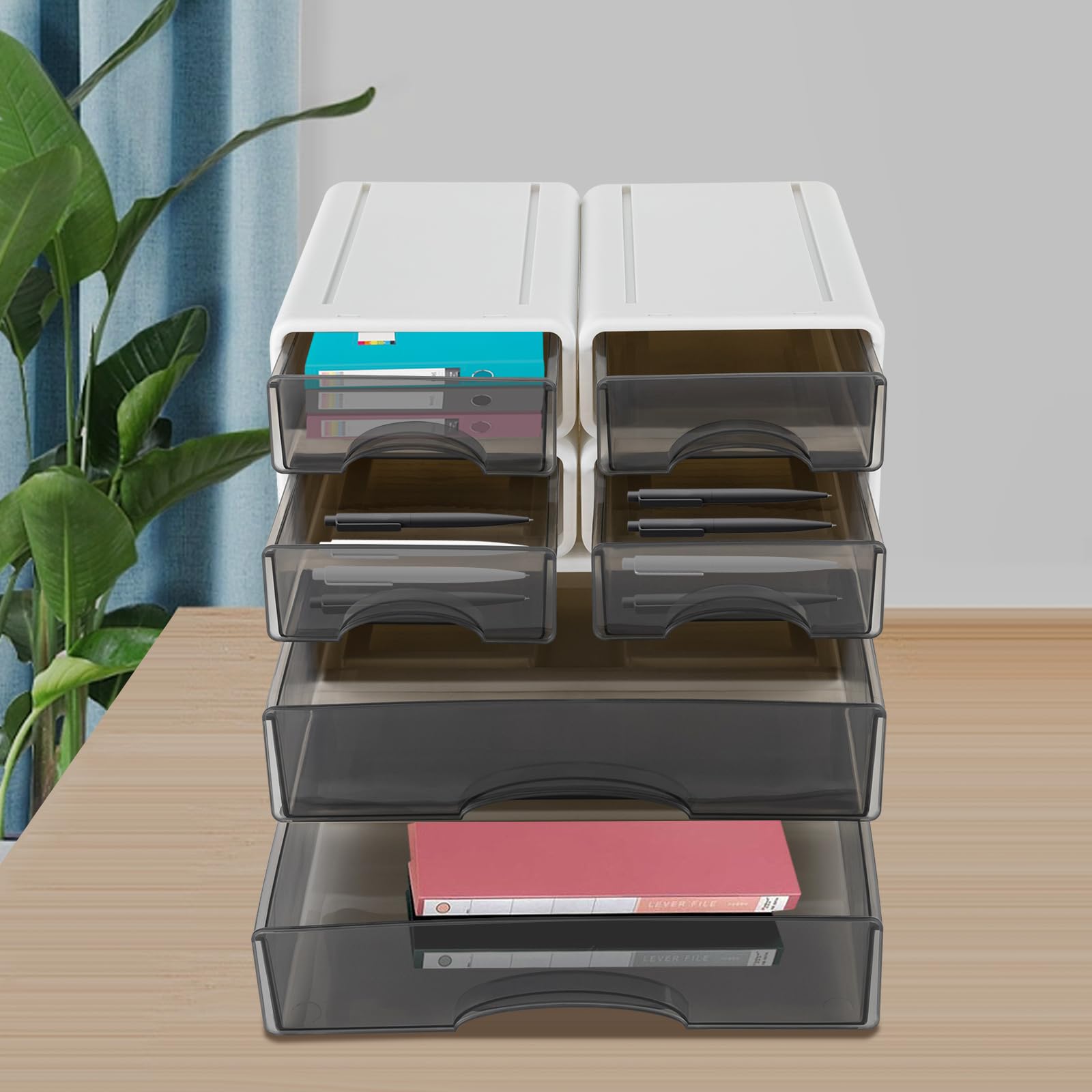 Organizer Da Scrivania Con 6 Cassetti - Portapenne Multifunzione, Bianco, Per Casa E Ufficio - Foto 4