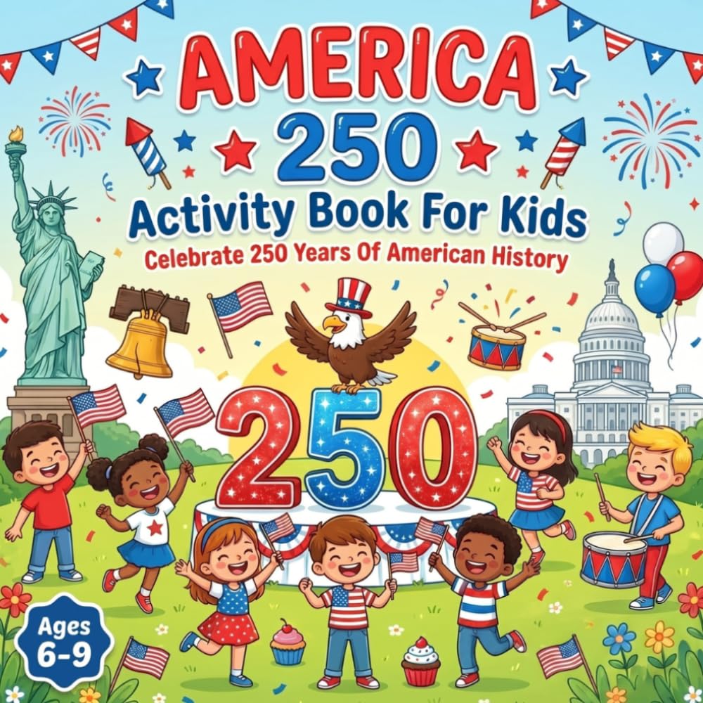 America 250 Activity Book For Kids: Celebrate 250 Years Of American History With Coloring book