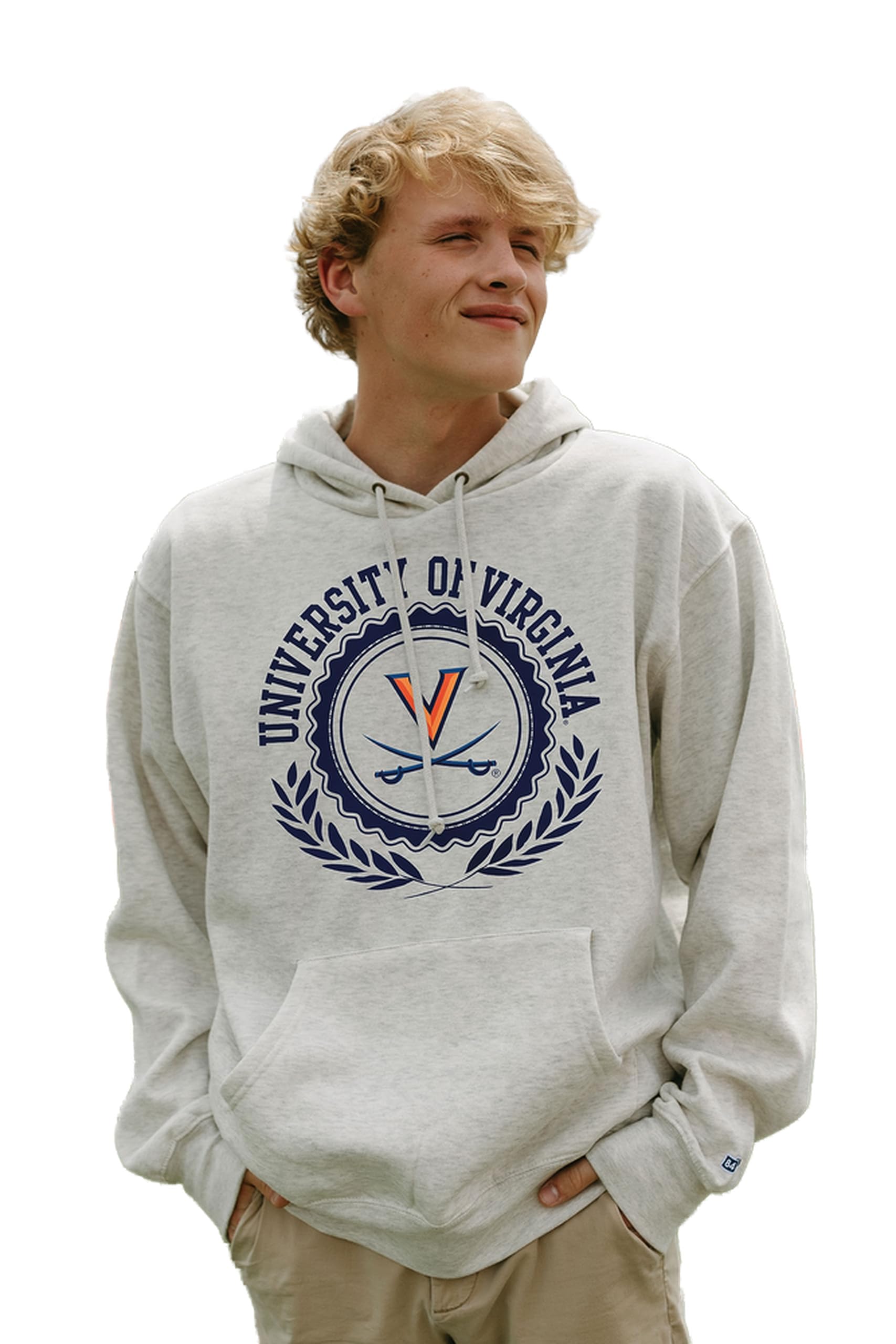 Blue 84 Standard NCAA Officially Licensed Hooded Sweatshirt Crest Oatmeal