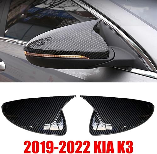 Miniatura 3 de Cubierta para espejo retrovisor lateral de automóvil, tapa de ala para puerta exterior, carcasa de visión trasera, fibra de carbono, para KIA K3