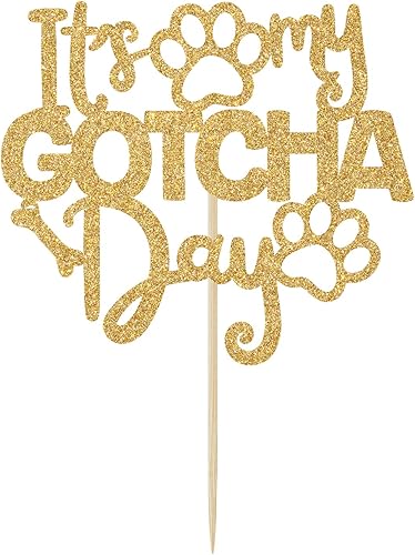 Miniatura 6 de Decoración para pasteles con purpurina dorada It's My Gotcha Day, decoraciones para pasteles del día feliz de Gotcha, decoraciones para fiestas del