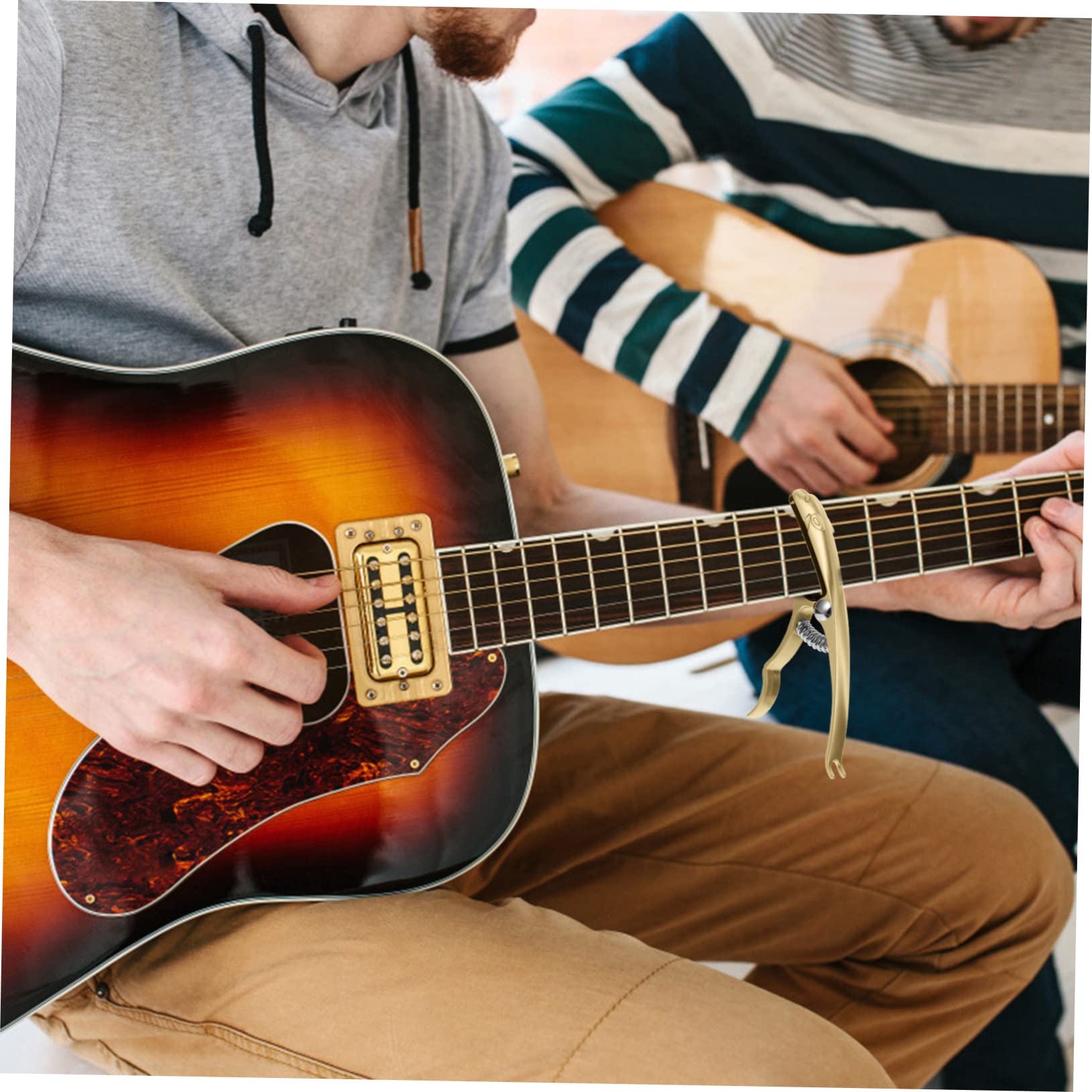 Vaguelly 1Pc Guitar Capo Zinc Alloy with Tuner Clip Durable Musical Instrument Accessory for Acoustic Electric Guitars Easy to Use for Beginners and Pros Scratch Resistant Pad