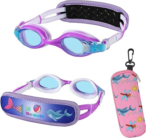 Miniatura 2 de Gafas de natación para niños pequeños de 3 a 8 años, gafas para niños sin tirones de pelo, gafas para niños con correa acolchada