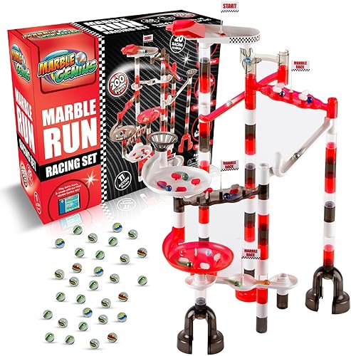Marble Genius Juego de carreras de Marble Run: 200 piezas Marble Run Racing Set Juguetes para niños, Bloques de construcción de torre de laberinto