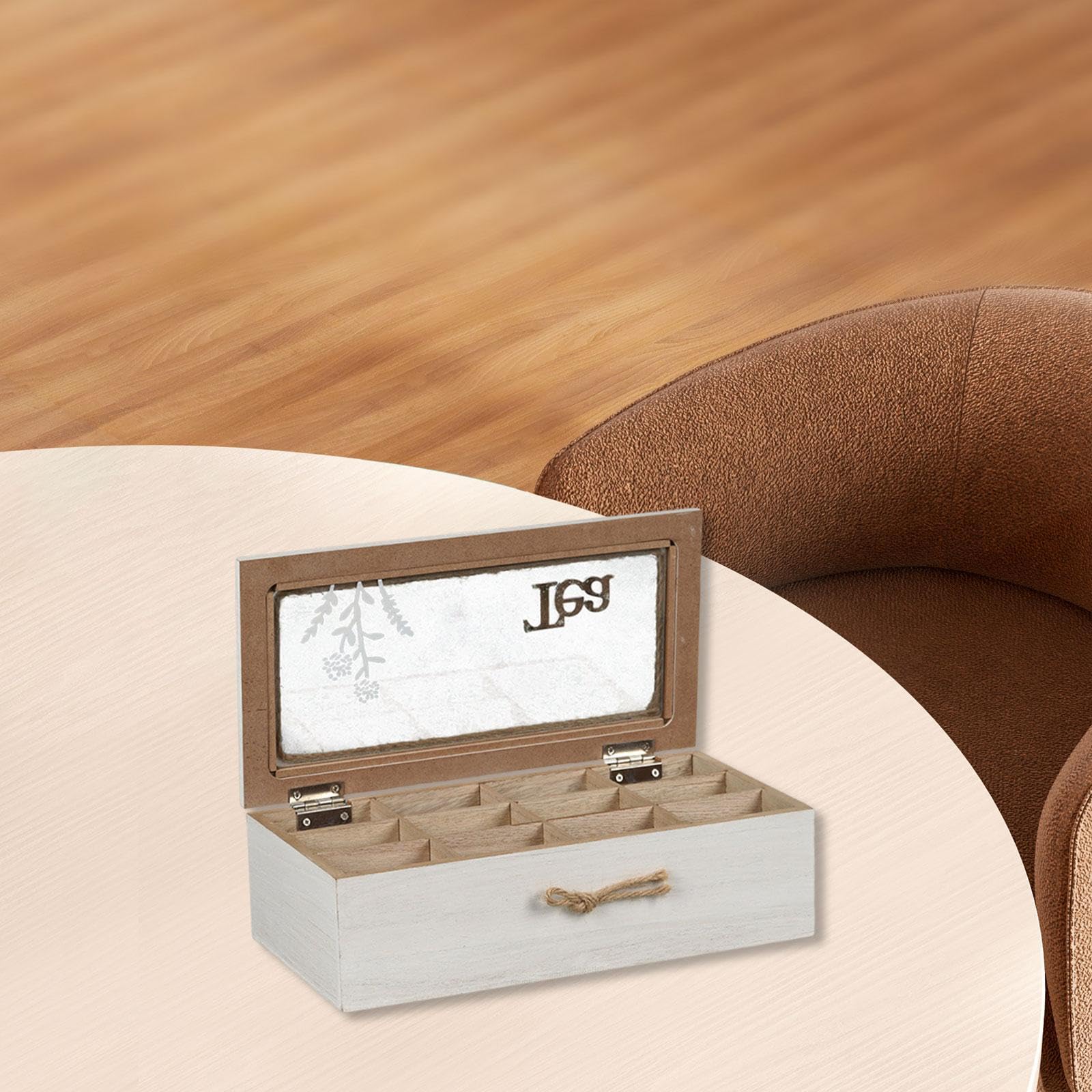 Amagogo Boîte de Rangement pour sachets de thé à 12 Compartiments, Organisateur de thé Multifonctionnel et Pratique en Bois de qualité supérieure pour la