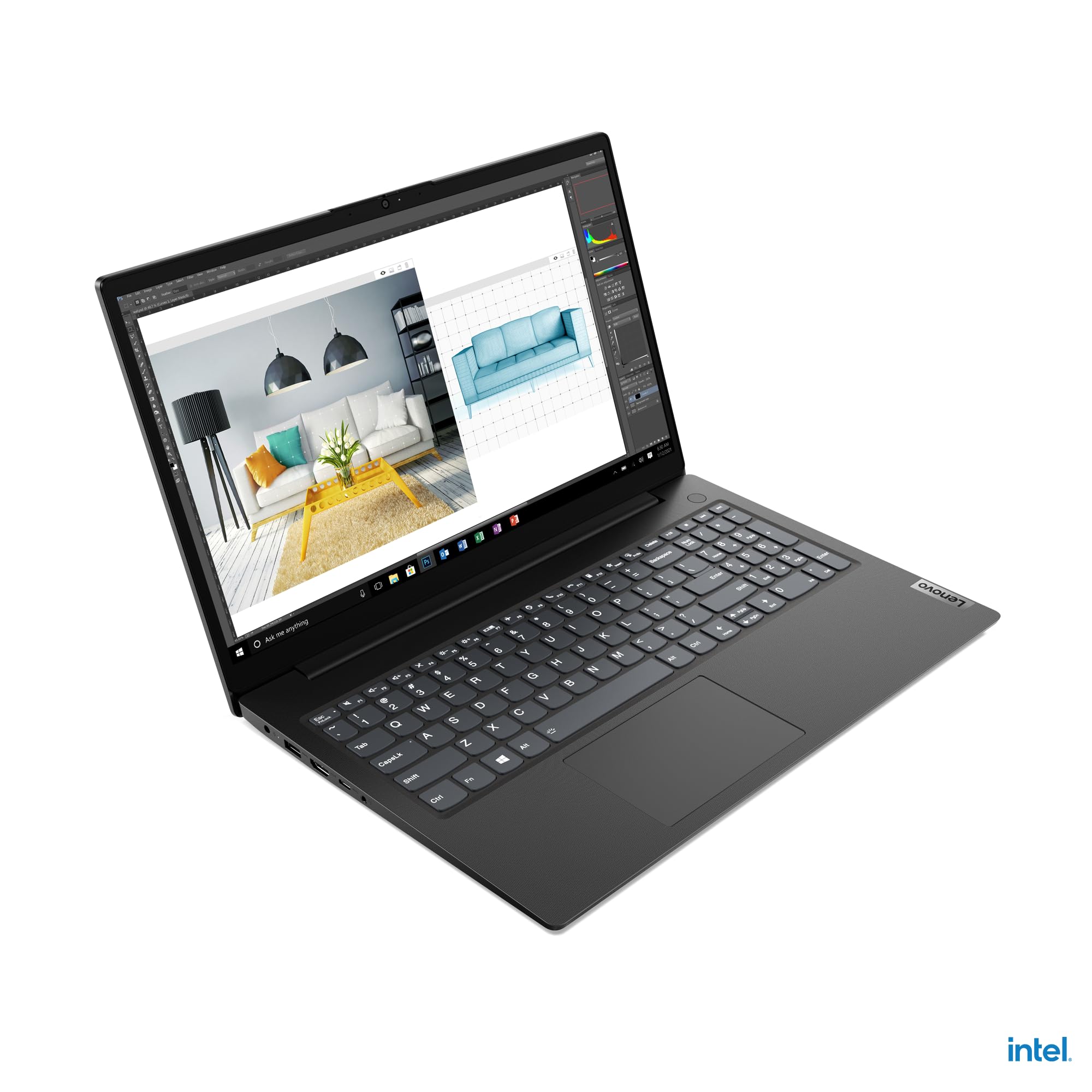 Lenovo V15 Notebook 15.6" FHD Intel N4500 8GB DDR4 256GB SSD M.2 NVMe WiFi 6 Windows 11 Home