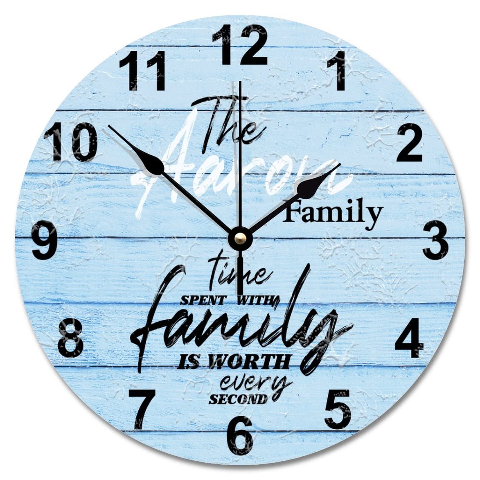 Horloge murale grain de bois bleu avec finitions rustiques de qualité