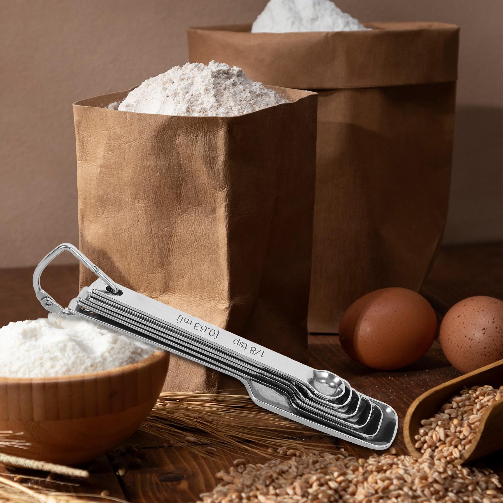 Toyvian Set di Misurini e Cucchiai in Acciaio Inox 304 Misure Precise, Salvaspazio, Capacità da 0,63ml a 240ml, per Cucina e Cottura Domestica