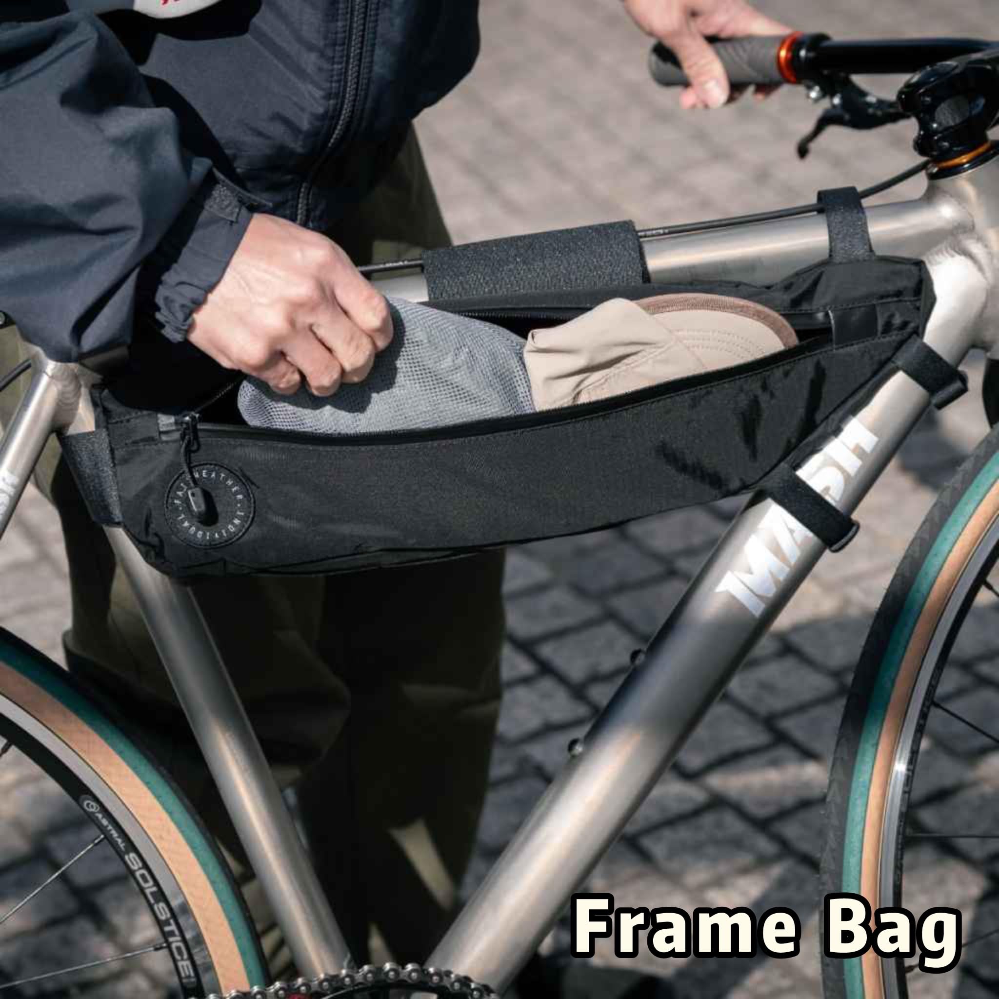 FAIRWEATHER フレームバッグ ブラック　バイクパッキング Amazon.co.jp: 日本製 FAIRWEATHER frame bag (ブラック/エコパック