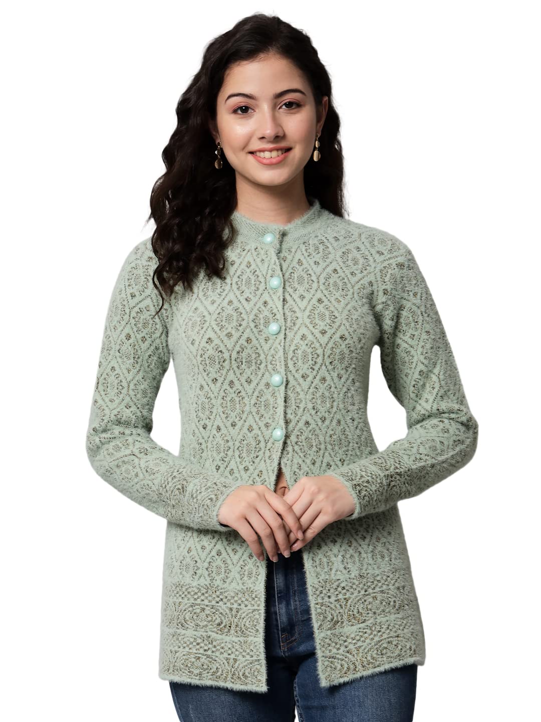 ewools Women's Wool Round Neck Cardigan-picture-12