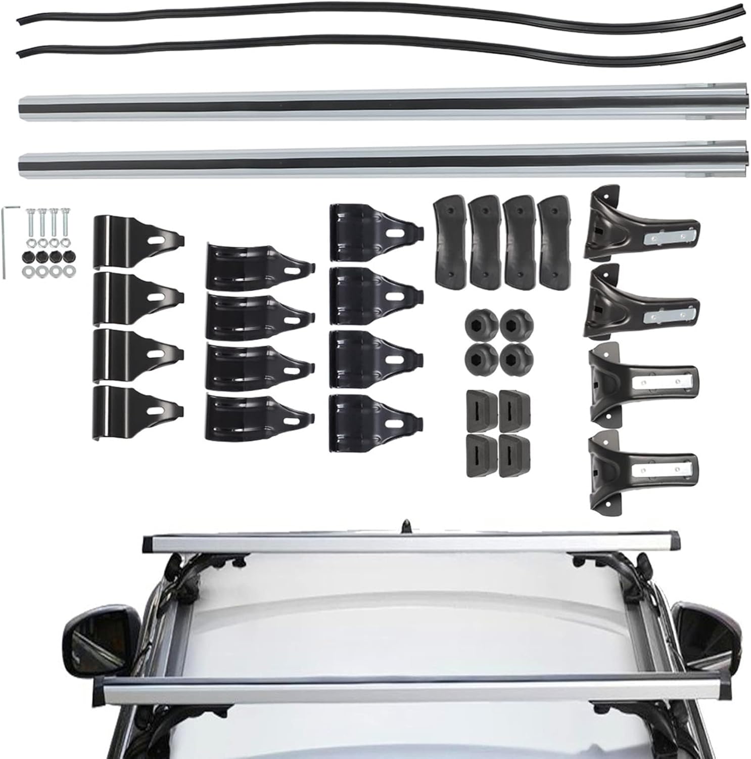Universal 48 Inch Car Top Luggage Roof Rack Cross Bar Adjustable with 3 Kinds Clamp