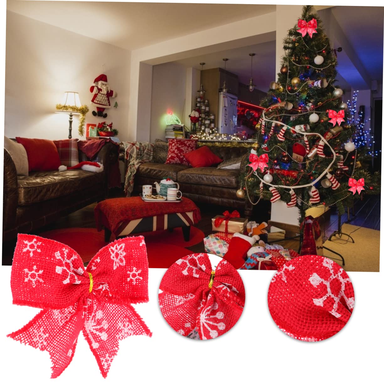 EXCEART 24piezas Decoración De Lazos De Arpillera Motivo De para Navidad De para Árboles y Guirnaldas Festivas
