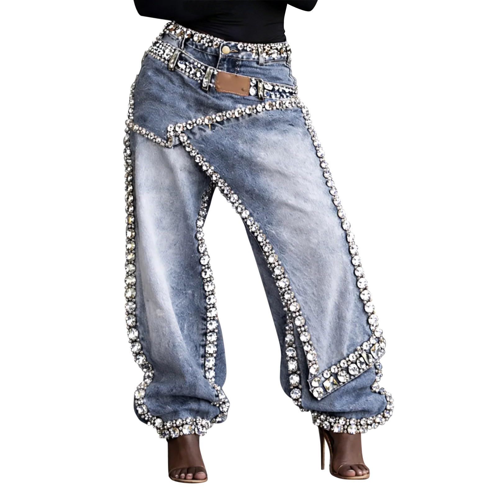 Jeans Donna Vita Alta Wide Leg Jeans Baggy Casual Larghi Pantaloni Denim Vita Alta Gamba Larga Curvy Wide Leg Pantaloni Elasticizzati Leggeri Comodi Y2k Pantalone Vintage