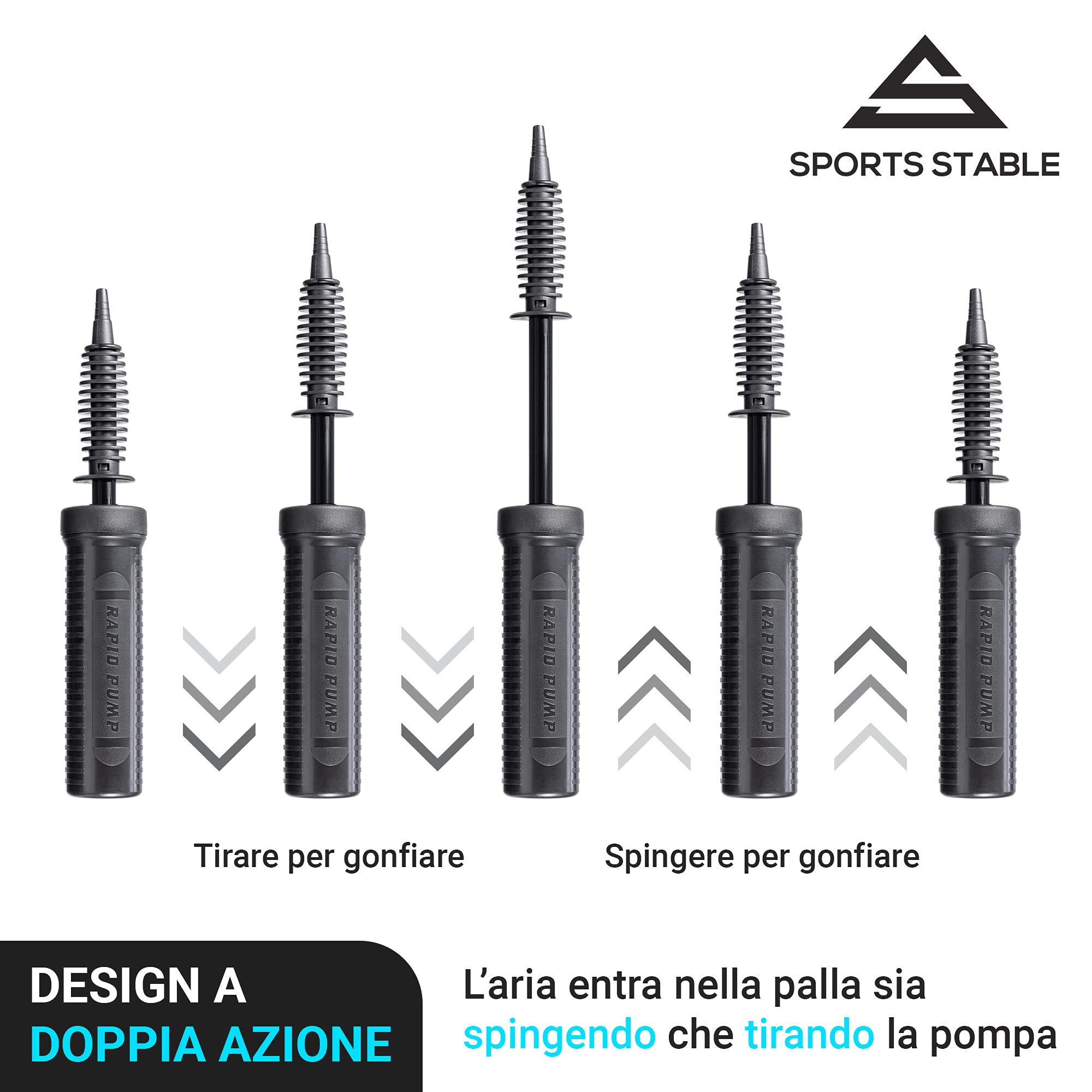 Pompa per Palla da Fitness, Pompa Manuale a Doppia Azione per Palla da Yoga, Palla da Pilates e Palloncini per Le Feste