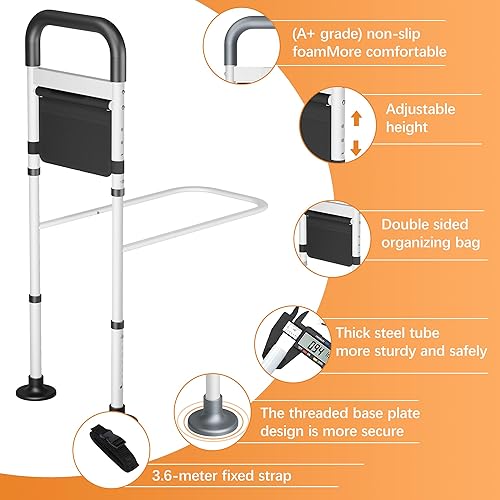Miniatura 3 de Rieles de cama para adultos mayores, riel de asistencia de cama ajustable aprobado por ASTM para personas mayores, capacidad de peso de 400 libras,
