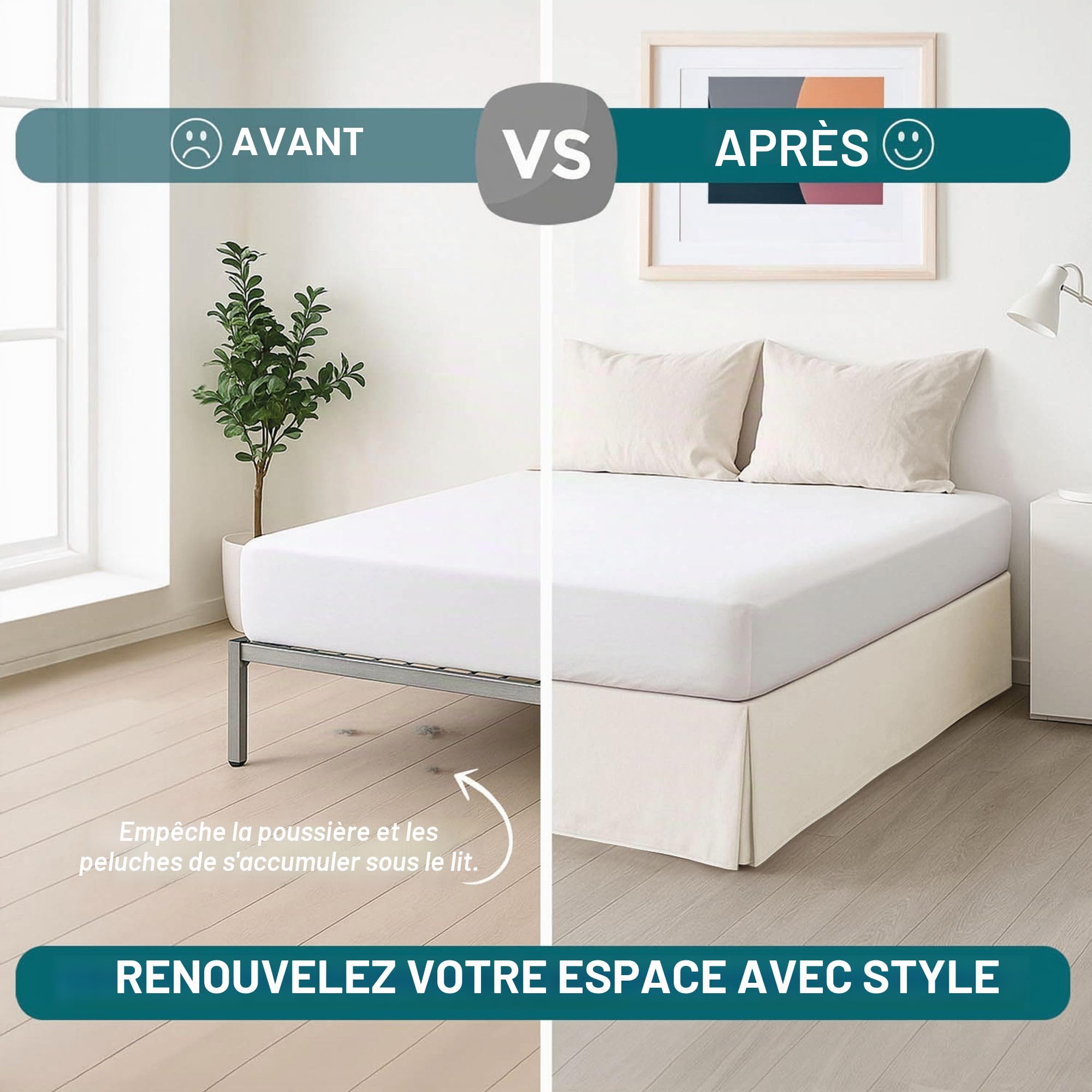 ECOMMERC3 Protège-canapé 100% fabriqué en Espagne pour lit de 160 x 190/200 cm - Couleur Ivoire, Ajustement antidérapant et Respirant