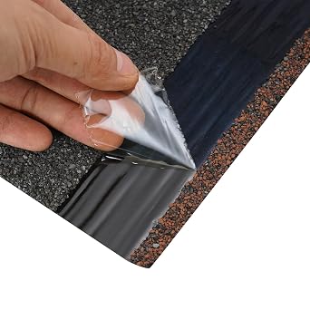 16 Pcs 0.2 inch Asphalt Roof Shingle, 39 x 13 inch Tile Repairing Self Adhesive Shed, Roof Asphalt Tile Facilitate Roof Repairing for Storage Shed, Architectural, Residential, Garage Roof, Brown