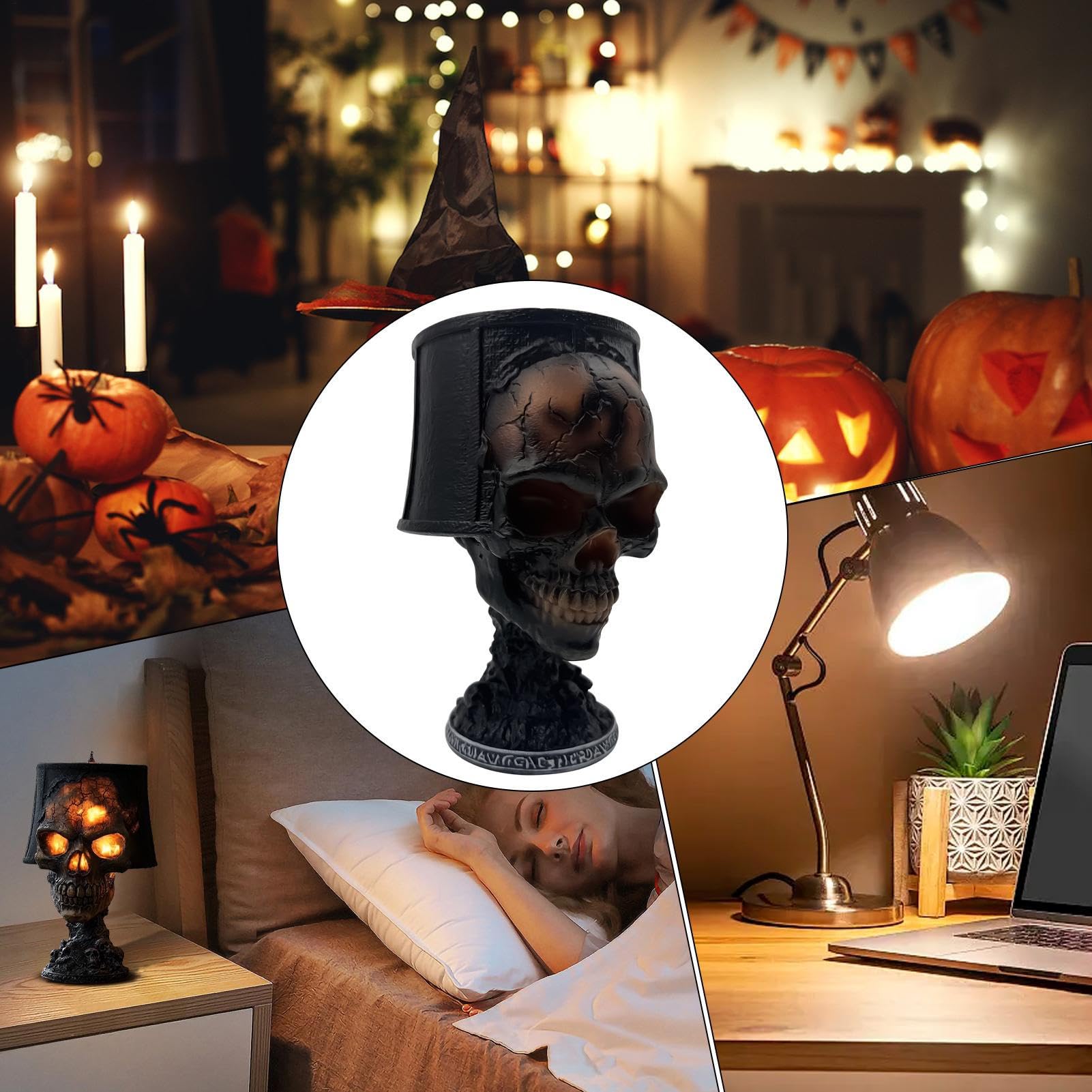 Generico Lampada Da Tavolo Gotica | Lampada Halloween Decor Scrivania - Luci Notturne Decorazioni Teschio Halloween, Decorazioni Casa Per Camera Da Letto E Soggiorno