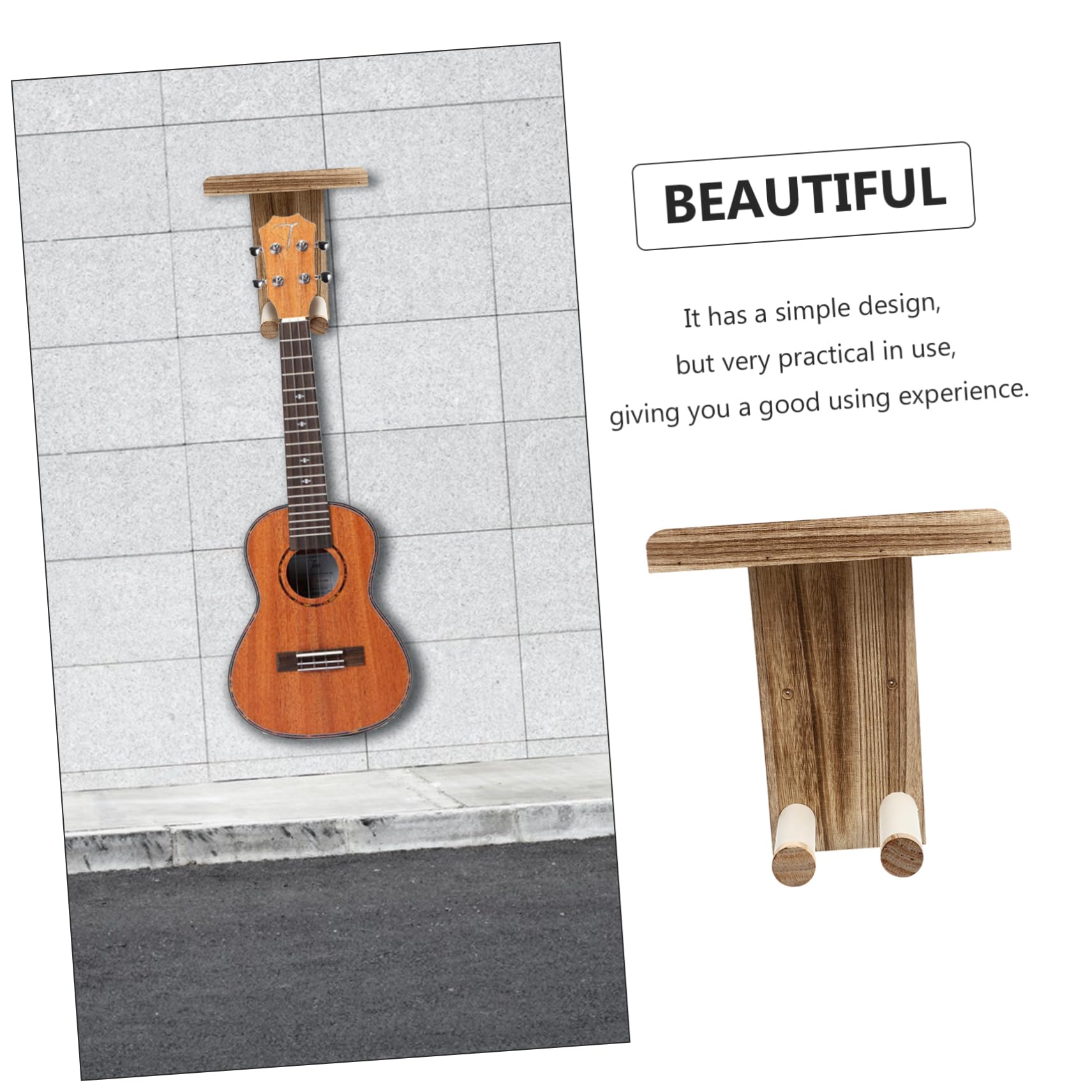 Gancio per Mandolino e Ukulele in Legno 2 Pezzi, a Parete | Rimuovibile Facilità, Soluzione per Negozio di Chitarre, Adatto anche Appartamento Compatto