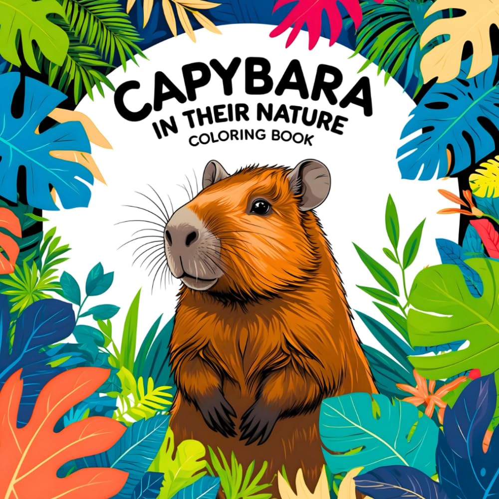 Capybara In Their Colouring Book: Bold & Easy 50 pages Fun & Cute Capys For all ages (Capy Visiting The world)