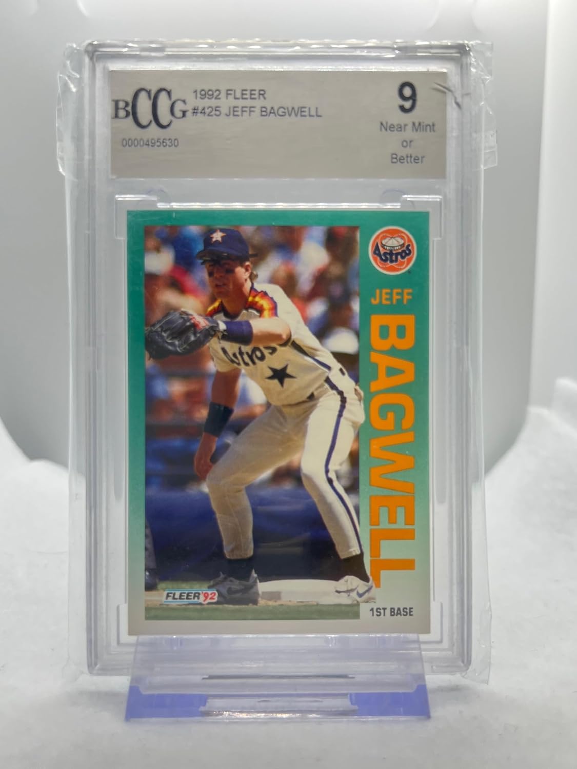 Jeff Bagwell BCCG Graded #9 Near Mint or Better Collectible Baseball Card - 1992 Fleer Baseball Card #425 (Astros)