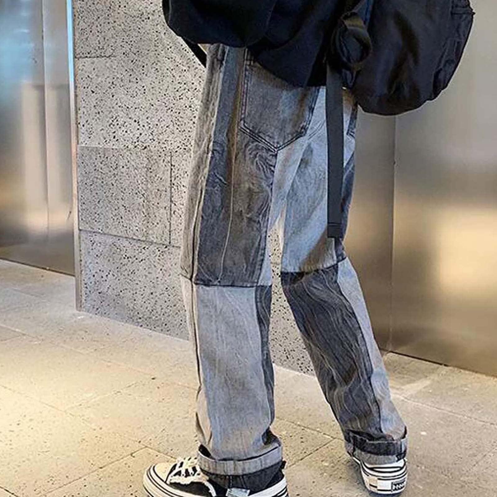 Mannen Jeans Casual Baggy Broek Y2K Streetwear Mode Mannen Patchwork Tie Dye Broek Jeans Losse Hip Hop Jeans męskie dżinsy