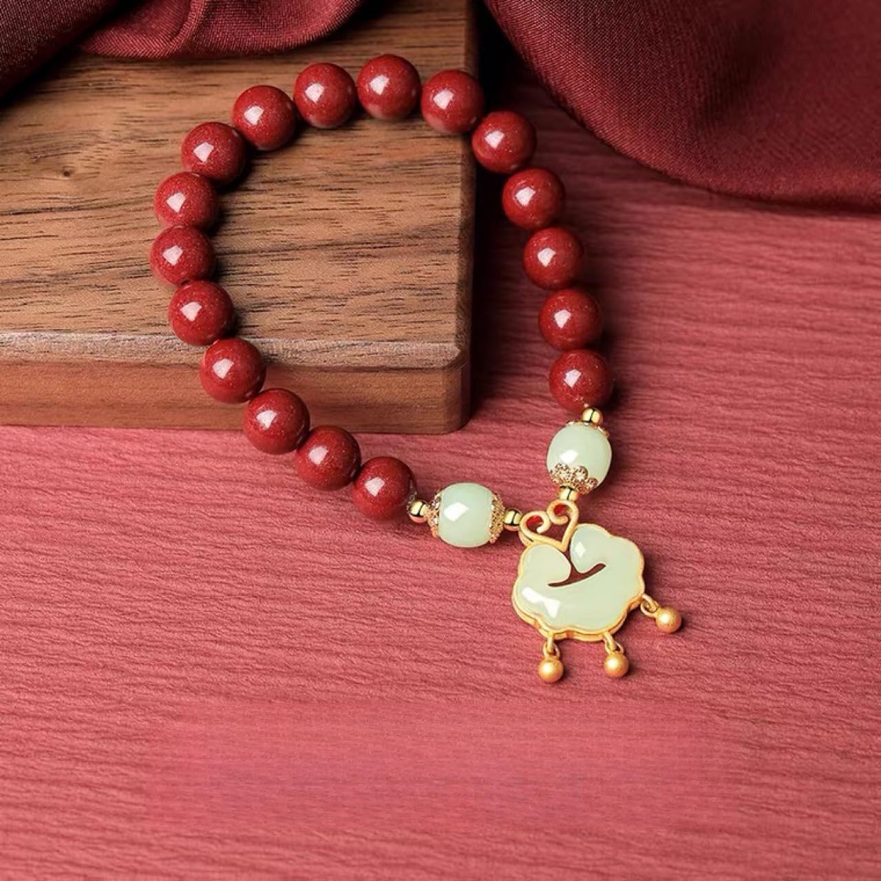 Bracciale Elastico Bracciale In Cinabro Da 8mm Rosso Scuro