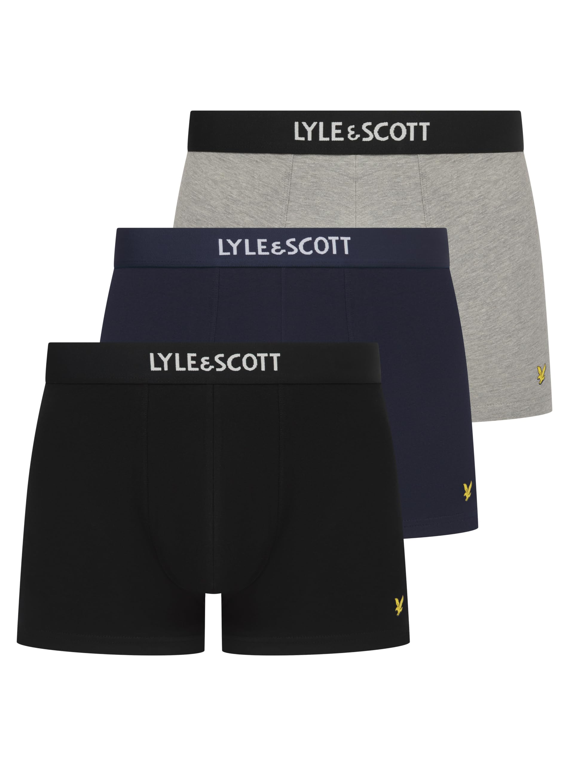 Lyle & Scott Mens Devon 3 Pack Boxers Black/grey/blue M