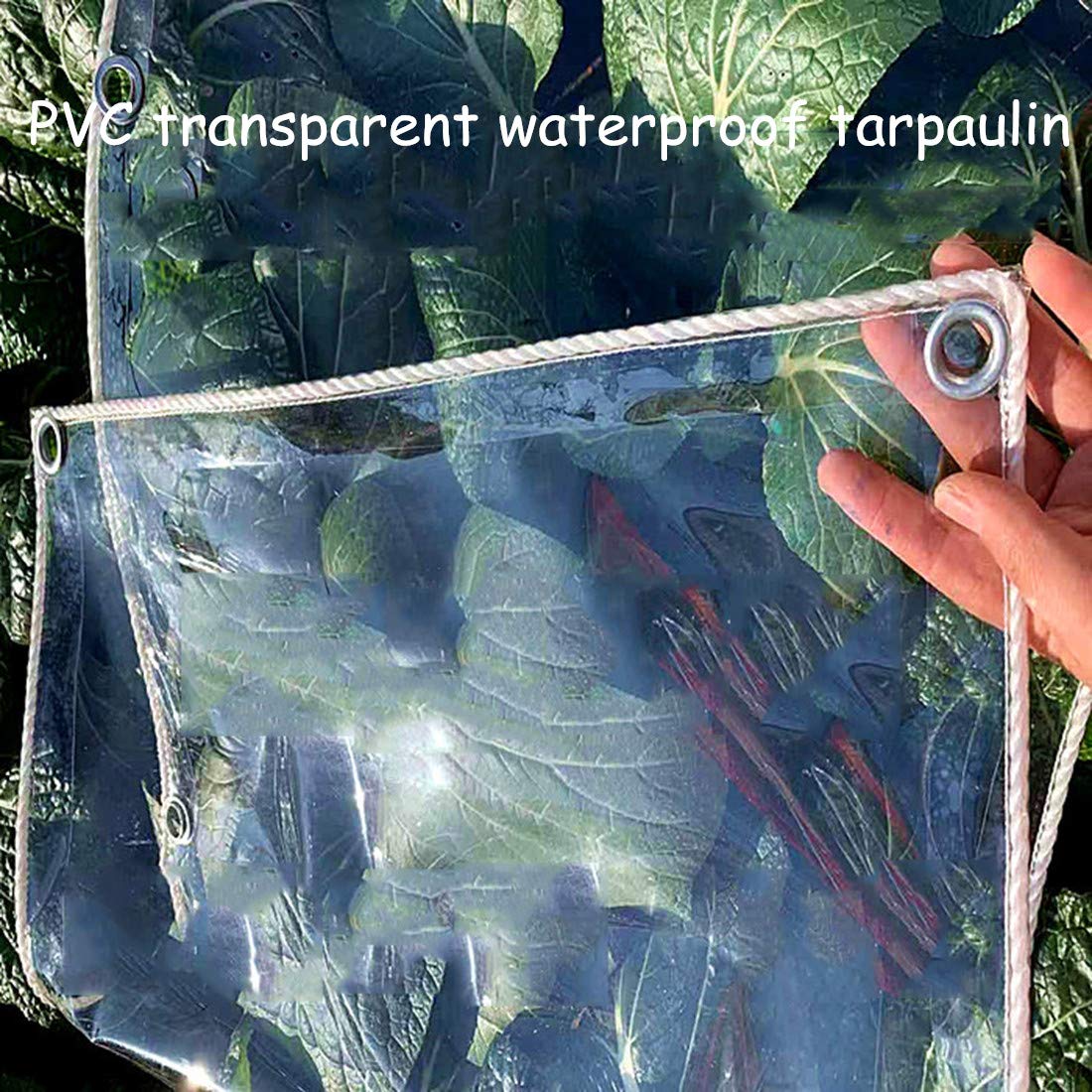 Lona Impermeables Exterior Transparente,Prueba de Polvo Tela Cubierta,Película PVC 0.35mm,Prueba de Lluvia Toldos de Plantas,Lona de Protección For Invernadero Jardín,con Ojales(2x4m/6.6x13ft)