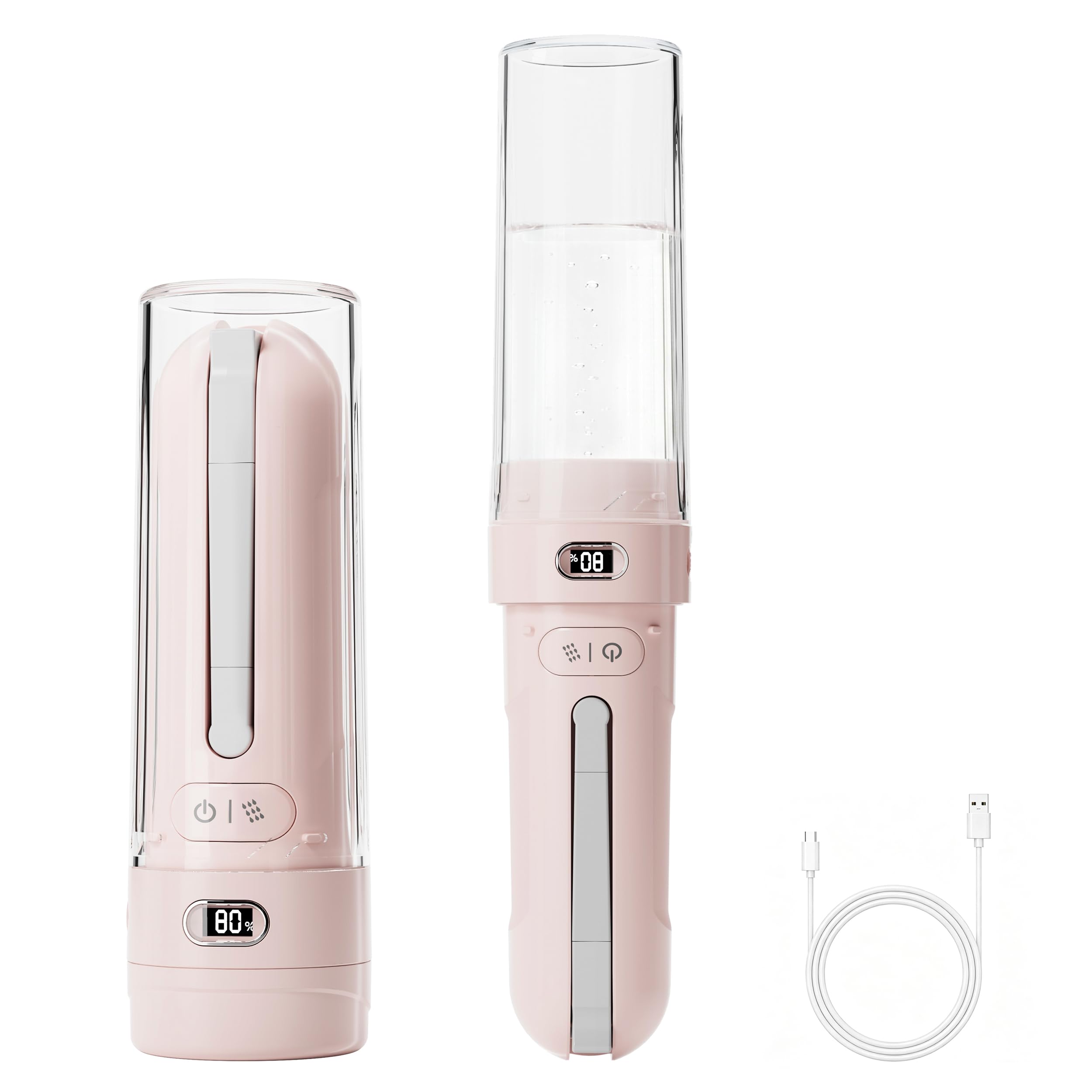 Bidé de viaje portátil e impermeable IPX7 con pulverizador inalámbrico rosa