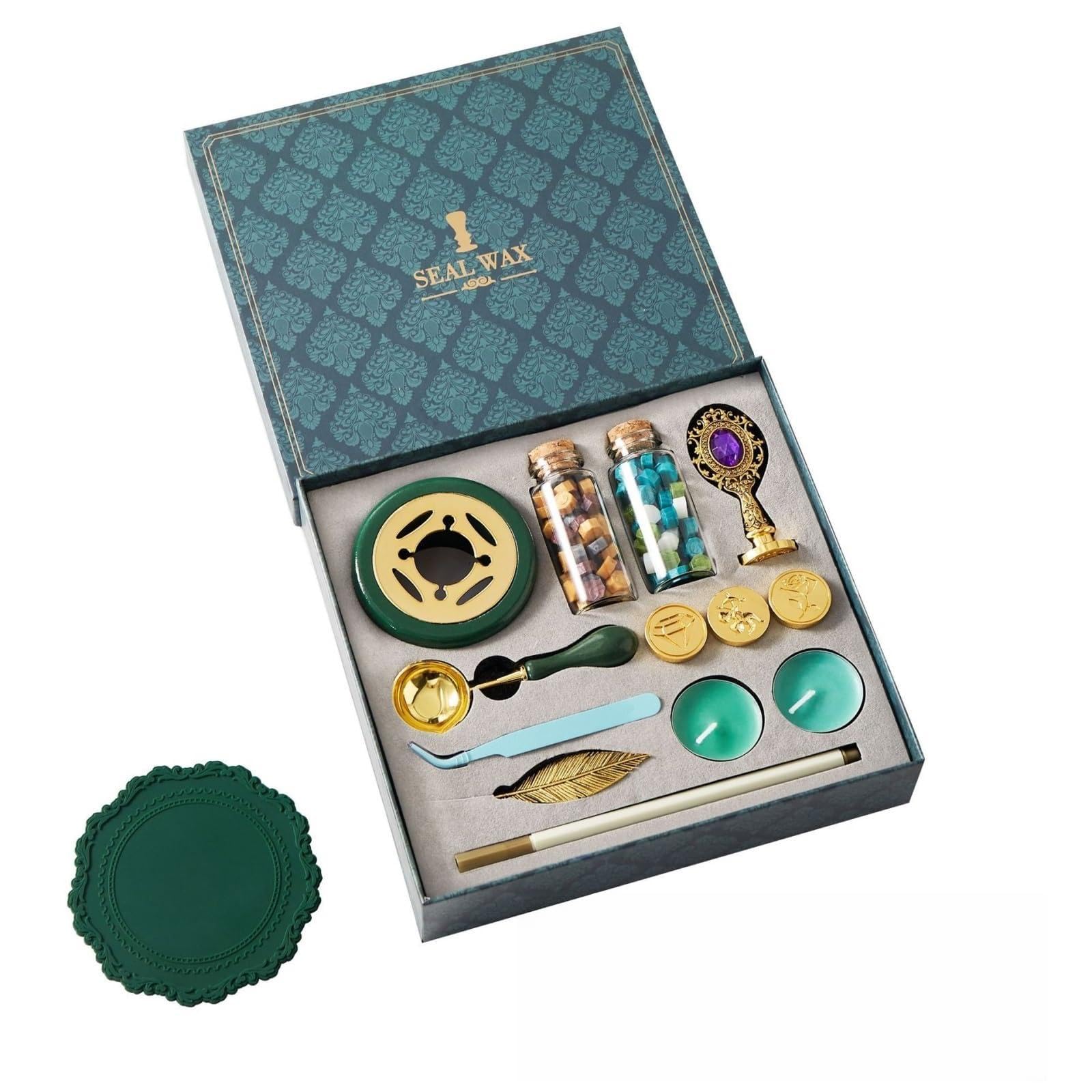 Ceralacca Set Di Timbri for Sigillo Di Ceralacca Kit Di Sigillatura Laccato | Forniture artigianali Strumenti for la creazione di inviti di nozze for scrapbooking(Color7)